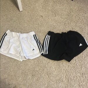 Adidas Athletic Shorts White and Black with Iconic Stripes